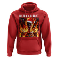 Funny Merry And Bright Hoodie Christmas Chaos Xmas Skeleton Fire Flames - Wonder Print Shop
