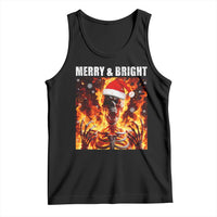 Funny Merry And Bright Tank Top Christmas Chaos Xmas Skeleton Fire Flames - Wonder Print Shop