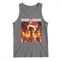 Funny Merry And Bright Tank Top Christmas Chaos Xmas Skeleton Fire Flames - Wonder Print Shop
