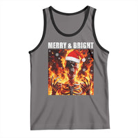 Funny Merry And Bright Tank Top Christmas Chaos Xmas Skeleton Fire Flames - Wonder Print Shop