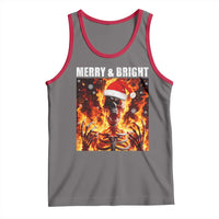 Funny Merry And Bright Tank Top Christmas Chaos Xmas Skeleton Fire Flames - Wonder Print Shop