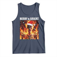 Funny Merry And Bright Tank Top Christmas Chaos Xmas Skeleton Fire Flames - Wonder Print Shop