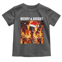 Funny Merry And Bright Toddler T Shirt Christmas Chaos Xmas Skeleton Fire Flames - Wonder Print Shop