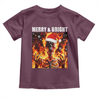 Funny Merry And Bright Toddler T Shirt Christmas Chaos Xmas Skeleton Fire Flames - Wonder Print Shop