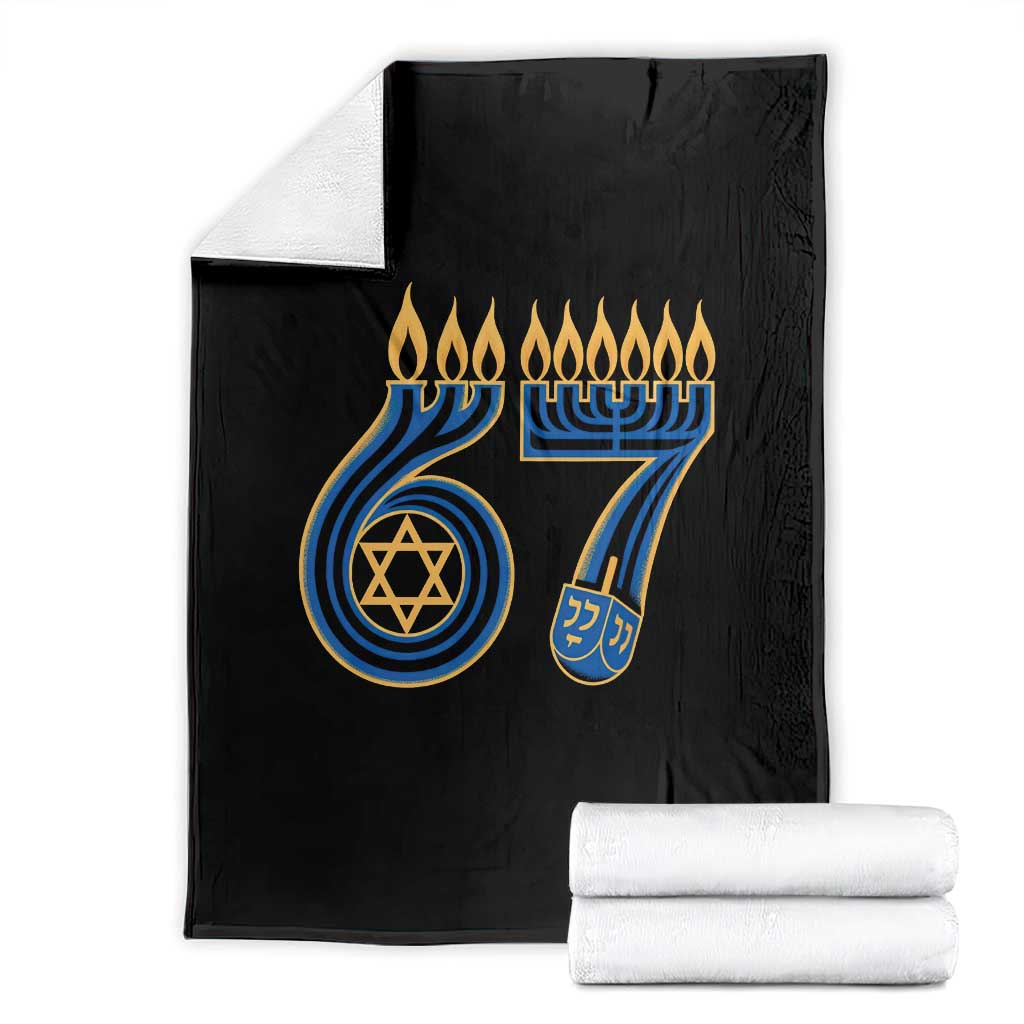 Funny 67 Hanukkah Throw Blanket Chanukah Menorah Dreidel Star Of David Six Seven Meme - Wonder Print Shop