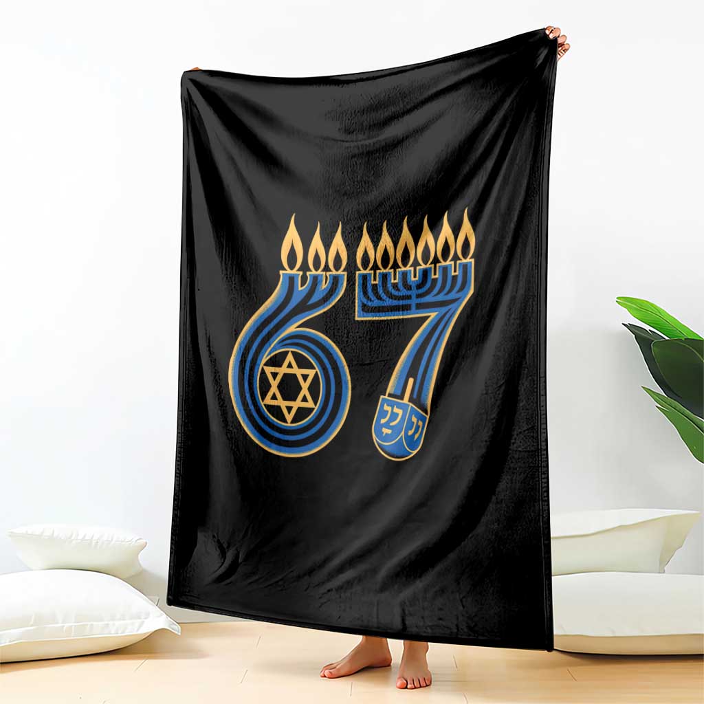 Funny 67 Hanukkah Throw Blanket Chanukah Menorah Dreidel Star Of David Six Seven Meme - Wonder Print Shop