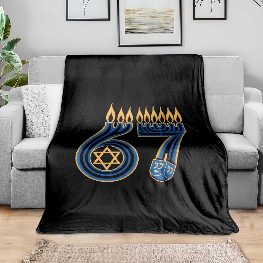 Funny 67 Hanukkah Throw Blanket Chanukah Menorah Dreidel Star Of David Six Seven Meme - Wonder Print Shop