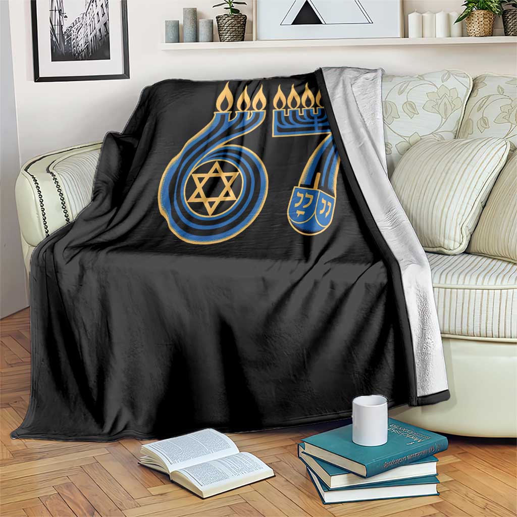 Funny 67 Hanukkah Throw Blanket Chanukah Menorah Dreidel Star Of David Six Seven Meme - Wonder Print Shop