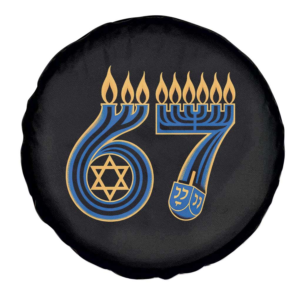 Funny 67 Hanukkah Spare Tire Cover Chanukah Menorah Dreidel Star Of David Six Seven Meme - Wonder Print Shop
