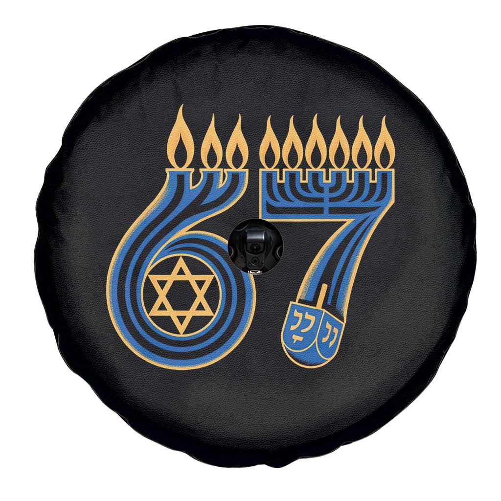 Funny 67 Hanukkah Spare Tire Cover Chanukah Menorah Dreidel Star Of David Six Seven Meme - Wonder Print Shop