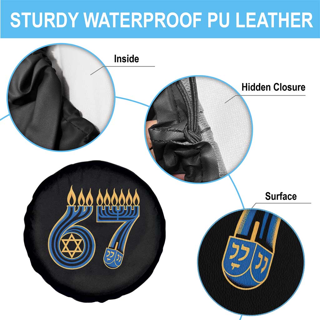 Funny 67 Hanukkah Spare Tire Cover Chanukah Menorah Dreidel Star Of David Six Seven Meme - Wonder Print Shop