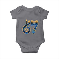 Funny 67 Hanukkah Baby Onesie Chanukah Menorah Dreidel Star Of David Six Seven Meme - Wonder Print Shop