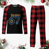 Funny 67 Hanukkah Plaid Pajama Set Chanukah Menorah Dreidel Star Of David Six Seven Meme - Wonder Print Shop