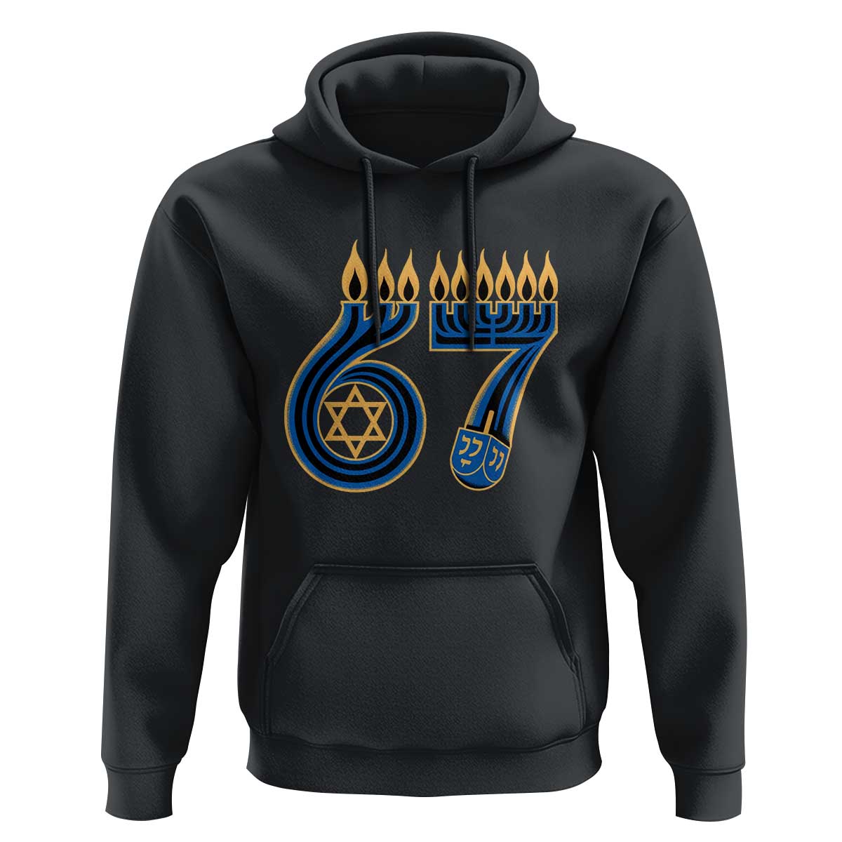 Funny 67 Hanukkah Hoodie Chanukah Menorah Dreidel Star Of David Six Seven Meme - Wonder Print Shop