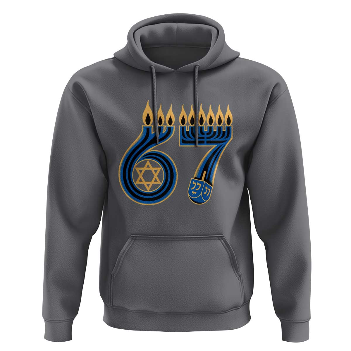 Funny 67 Hanukkah Hoodie Chanukah Menorah Dreidel Star Of David Six Seven Meme - Wonder Print Shop