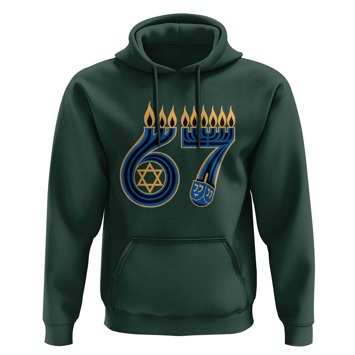Funny 67 Hanukkah Hoodie Chanukah Menorah Dreidel Star Of David Six Seven Meme - Wonder Print Shop