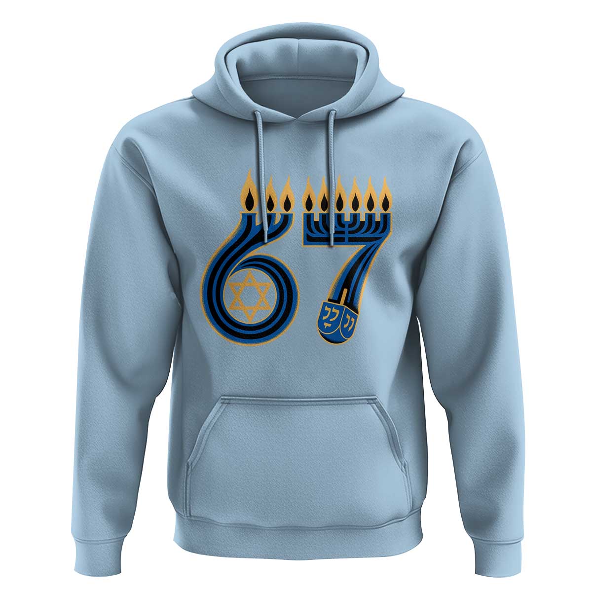 Funny 67 Hanukkah Hoodie Chanukah Menorah Dreidel Star Of David Six Seven Meme - Wonder Print Shop