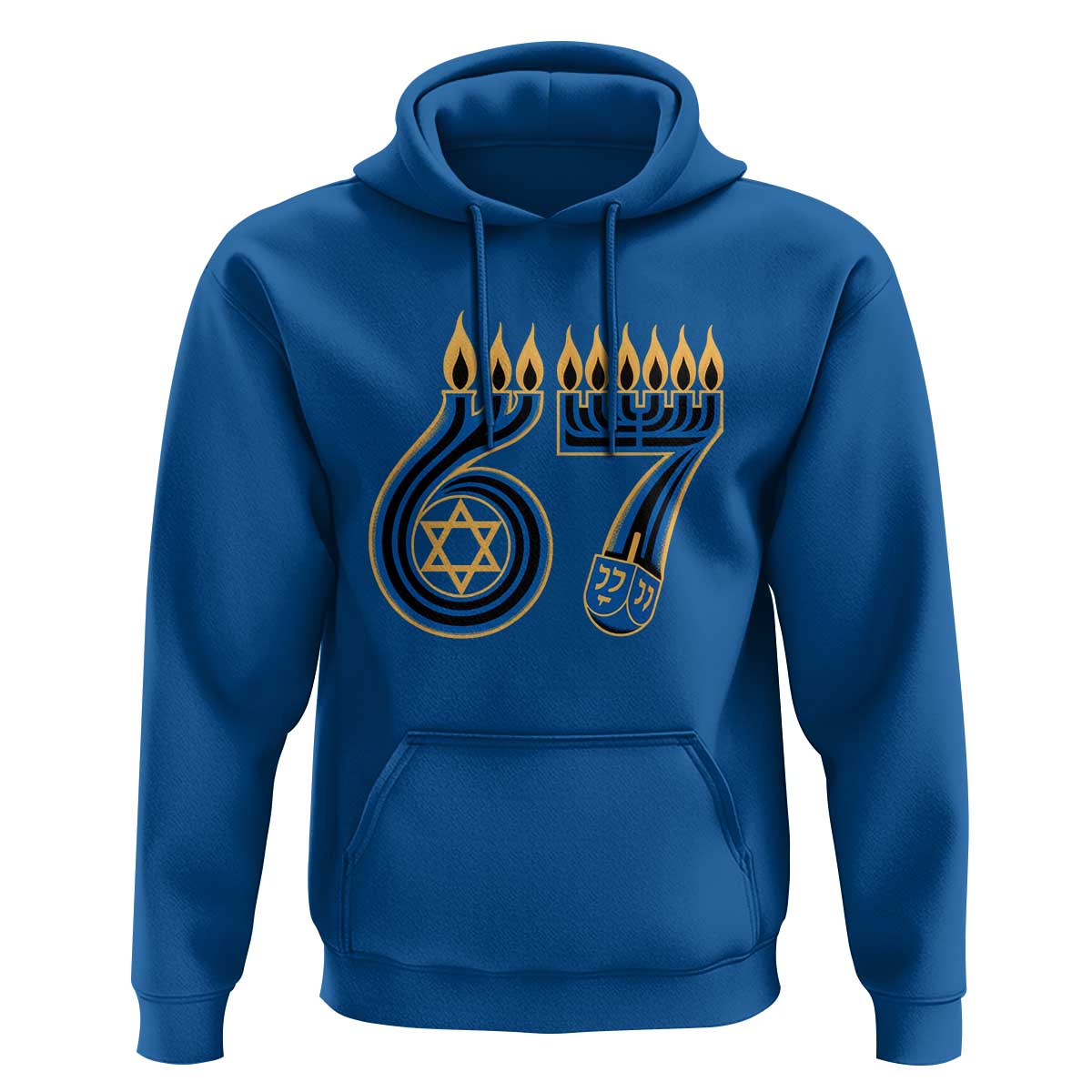 Funny 67 Hanukkah Hoodie Chanukah Menorah Dreidel Star Of David Six Seven Meme - Wonder Print Shop