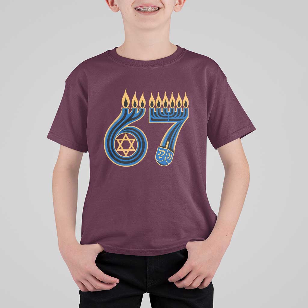 Funny 67 Hanukkah T Shirt For Kid Chanukah Menorah Dreidel Star Of David Six Seven Meme - Wonder Print Shop