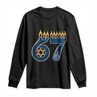 Funny 67 Hanukkah Long Sleeve Shirt Chanukah Menorah Dreidel Star Of David Six Seven Meme - Wonder Print Shop