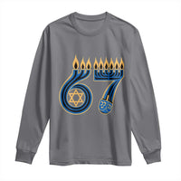 Funny 67 Hanukkah Long Sleeve Shirt Chanukah Menorah Dreidel Star Of David Six Seven Meme - Wonder Print Shop