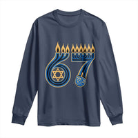 Funny 67 Hanukkah Long Sleeve Shirt Chanukah Menorah Dreidel Star Of David Six Seven Meme - Wonder Print Shop