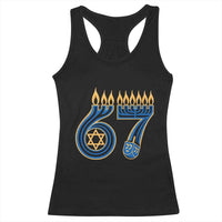 Funny 67 Hanukkah Racerback Tank Top Chanukah Menorah Dreidel Star Of David Six Seven Meme - Wonder Print Shop