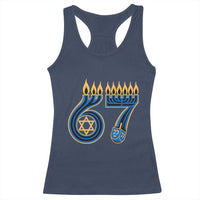 Funny 67 Hanukkah Racerback Tank Top Chanukah Menorah Dreidel Star Of David Six Seven Meme - Wonder Print Shop