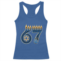 Funny 67 Hanukkah Racerback Tank Top Chanukah Menorah Dreidel Star Of David Six Seven Meme - Wonder Print Shop