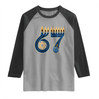 Funny 67 Hanukkah Raglan Shirt Chanukah Menorah Dreidel Star Of David Six Seven Meme - Wonder Print Shop