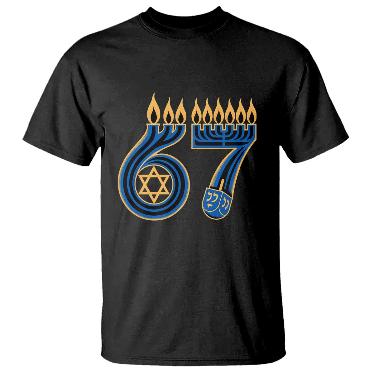 Funny 67 Hanukkah T Shirt Chanukah Menorah Dreidel Star Of David Six Seven Meme - Wonder Print Shop