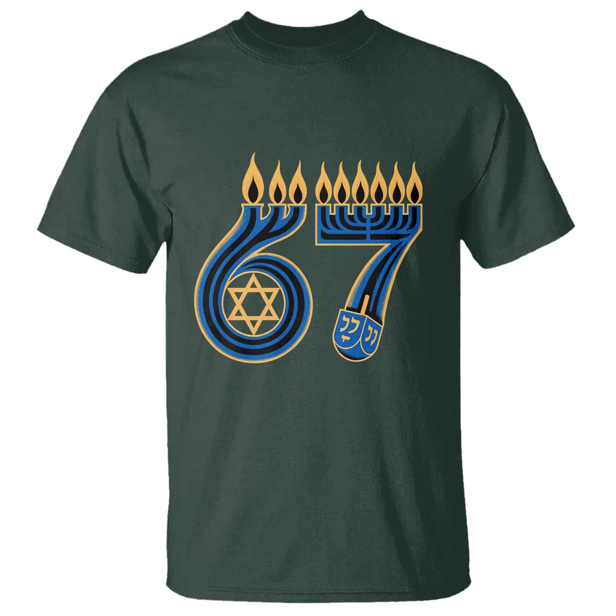 Funny 67 Hanukkah T Shirt Chanukah Menorah Dreidel Star Of David Six Seven Meme - Wonder Print Shop