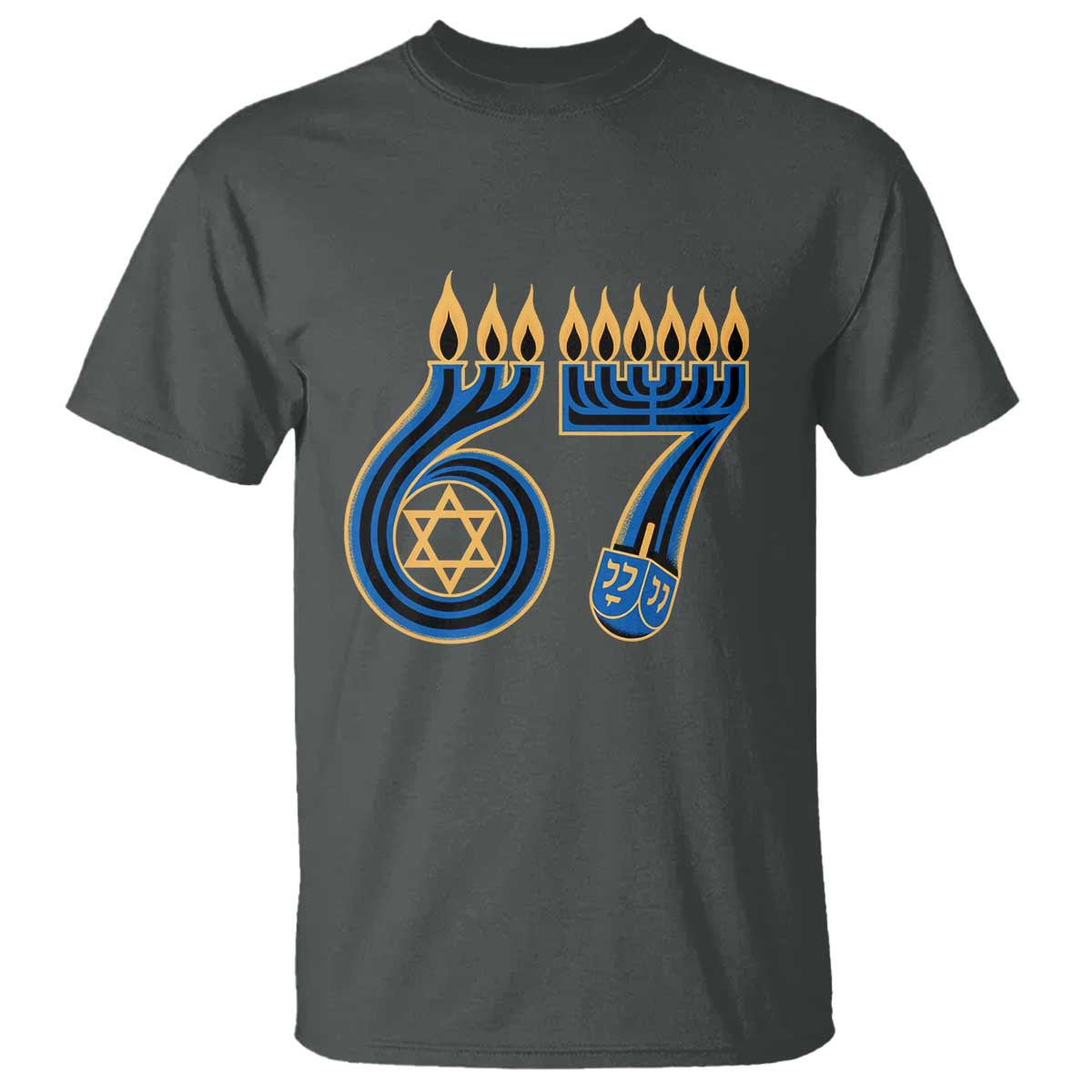Funny 67 Hanukkah T Shirt Chanukah Menorah Dreidel Star Of David Six Seven Meme - Wonder Print Shop
