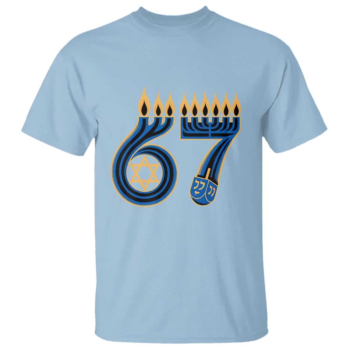 Funny 67 Hanukkah T Shirt Chanukah Menorah Dreidel Star Of David Six Seven Meme - Wonder Print Shop