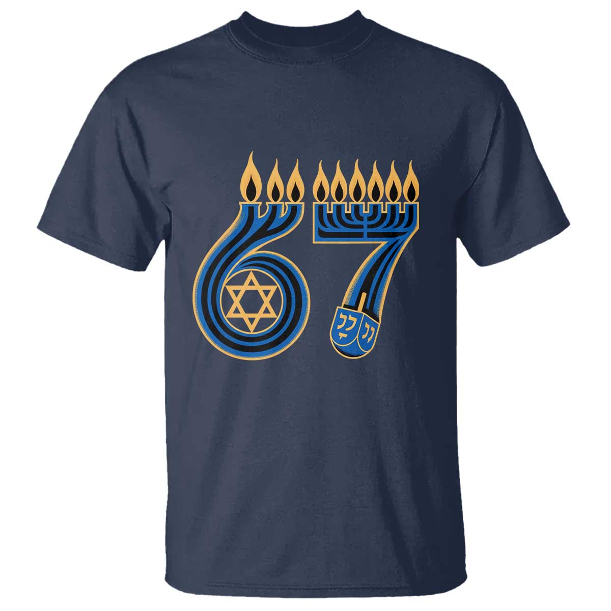 Funny 67 Hanukkah T Shirt Chanukah Menorah Dreidel Star Of David Six Seven Meme - Wonder Print Shop