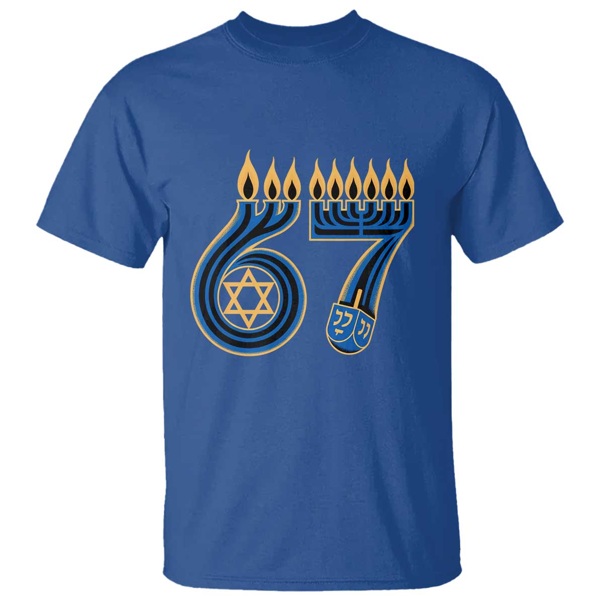 Funny 67 Hanukkah T Shirt Chanukah Menorah Dreidel Star Of David Six Seven Meme - Wonder Print Shop