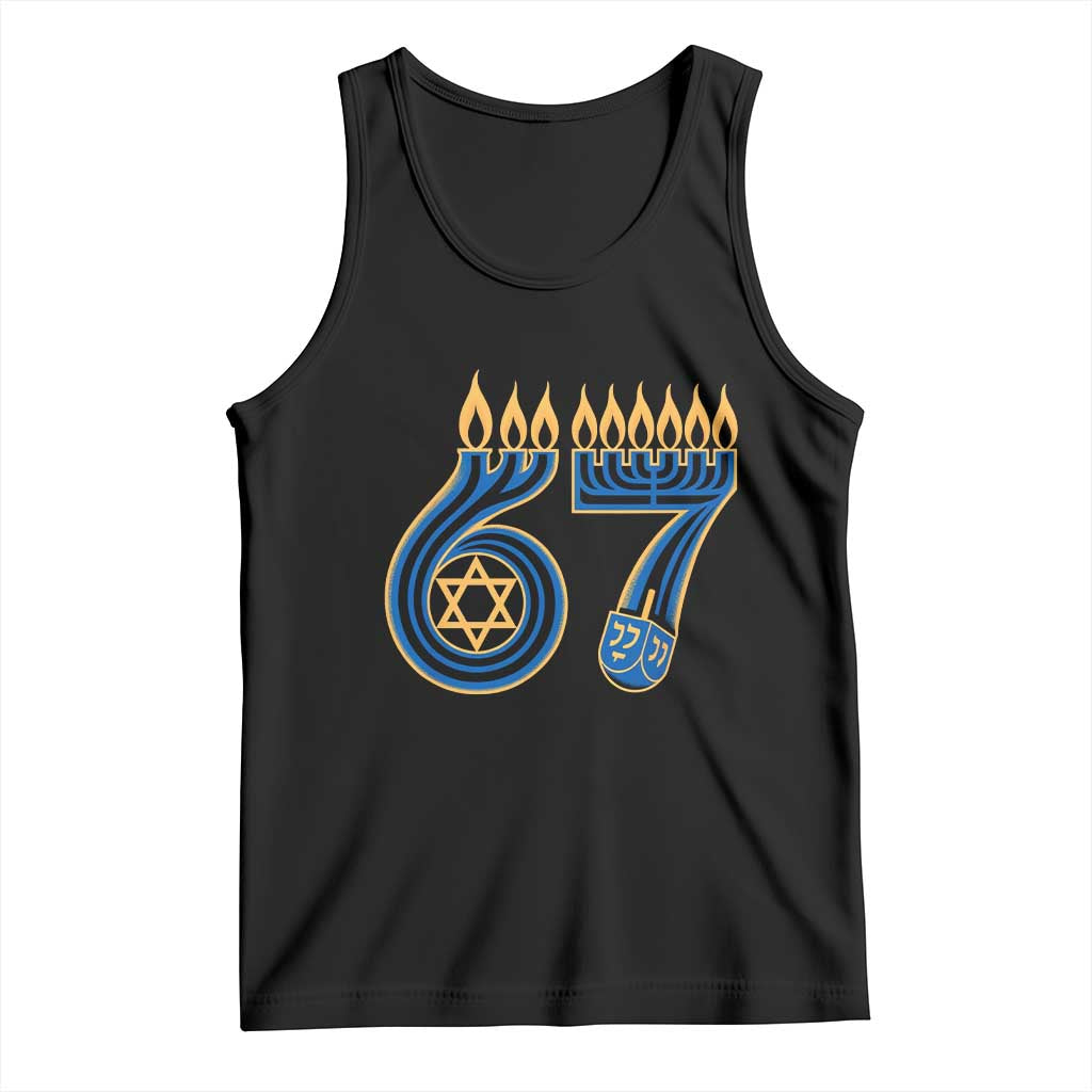 Funny 67 Hanukkah Tank Top Chanukah Menorah Dreidel Star Of David Six Seven Meme - Wonder Print Shop