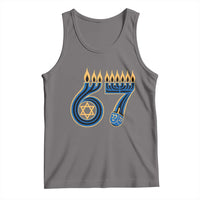 Funny 67 Hanukkah Tank Top Chanukah Menorah Dreidel Star Of David Six Seven Meme - Wonder Print Shop