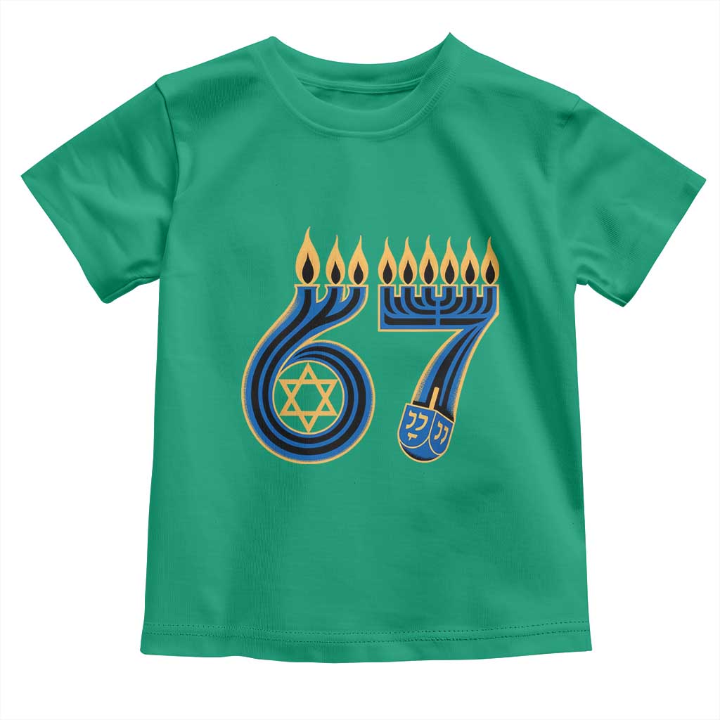 Funny 67 Hanukkah Toddler T Shirt Chanukah Menorah Dreidel Star Of David Six Seven Meme - Wonder Print Shop