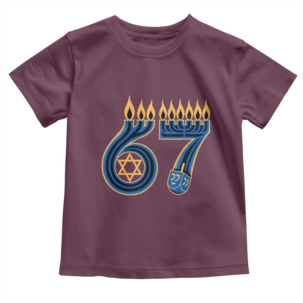 Funny 67 Hanukkah Toddler T Shirt Chanukah Menorah Dreidel Star Of David Six Seven Meme - Wonder Print Shop
