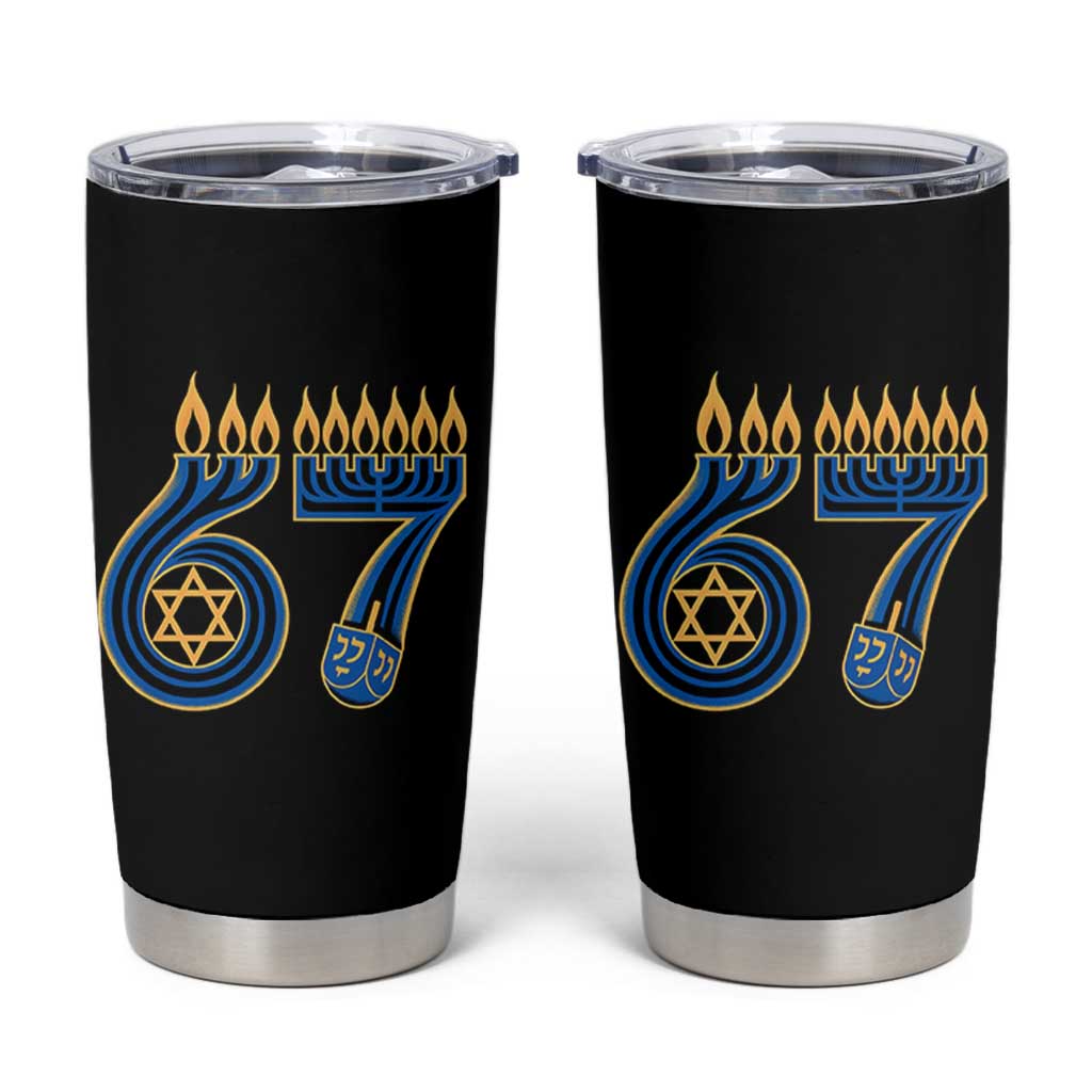 Funny 67 Hanukkah Tumbler Cup Chanukah Menorah Dreidel Star Of David Six Seven Meme - Wonder Print Shop