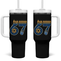 Funny 67 Hanukkah Tumbler With Handle Chanukah Menorah Dreidel Star Of David Six Seven Meme - Wonder Print Shop