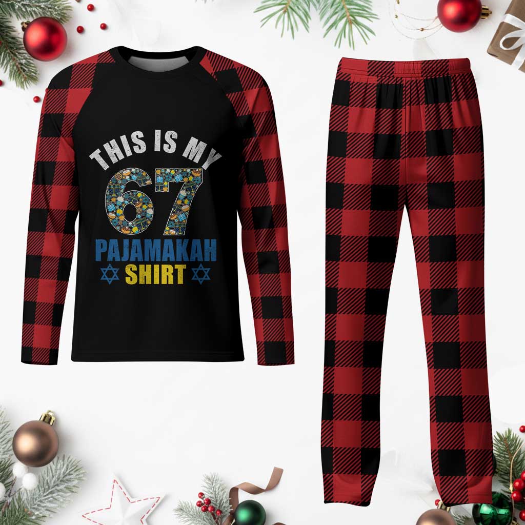 Funny 67 Hanukkah Plaid Pajama Set This Is My 67 Pajamakah Gift - Wonder Print Shop