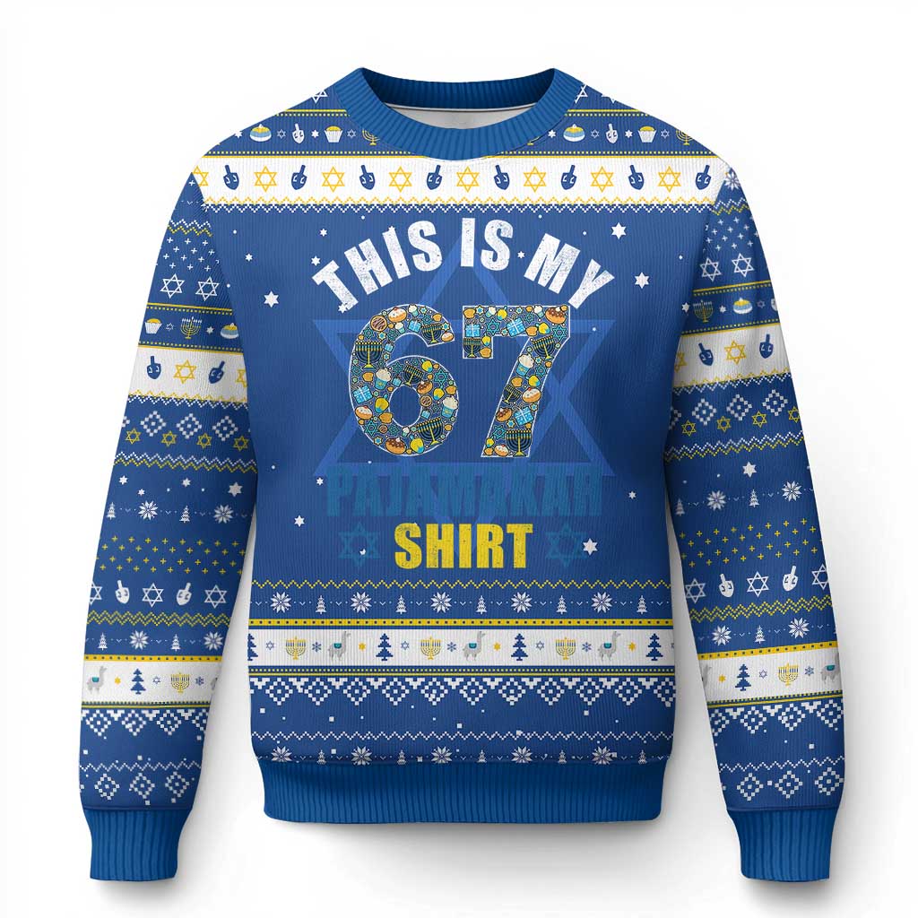Funny 67 Chanukah Hanukkah Ugly Sweater This Is My 67 Pajamakah Gift - Wonder Print Shop