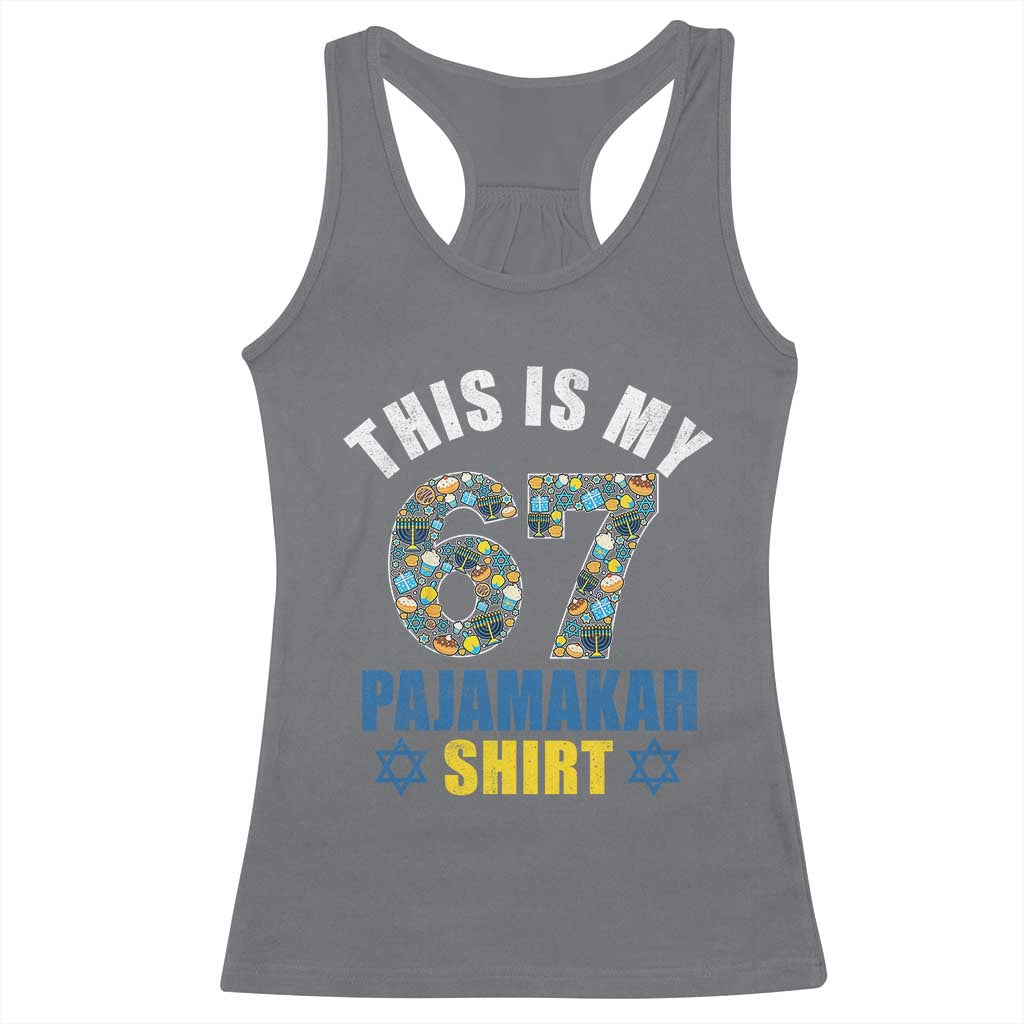 Funny 67 Hanukkah Racerback Tank Top This Is My 67 Pajamakah Gift - Wonder Print Shop