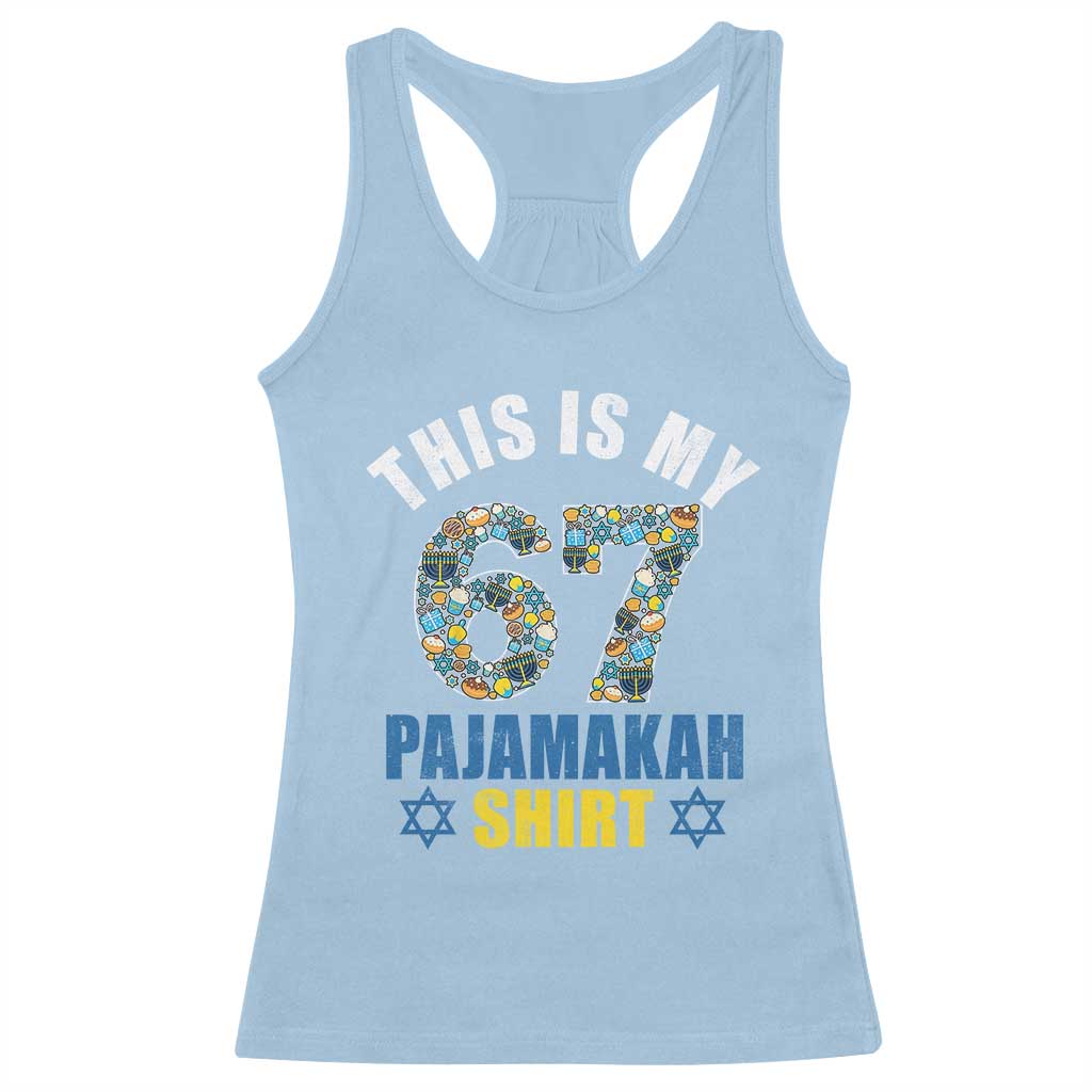 Funny 67 Hanukkah Racerback Tank Top This Is My 67 Pajamakah Gift - Wonder Print Shop