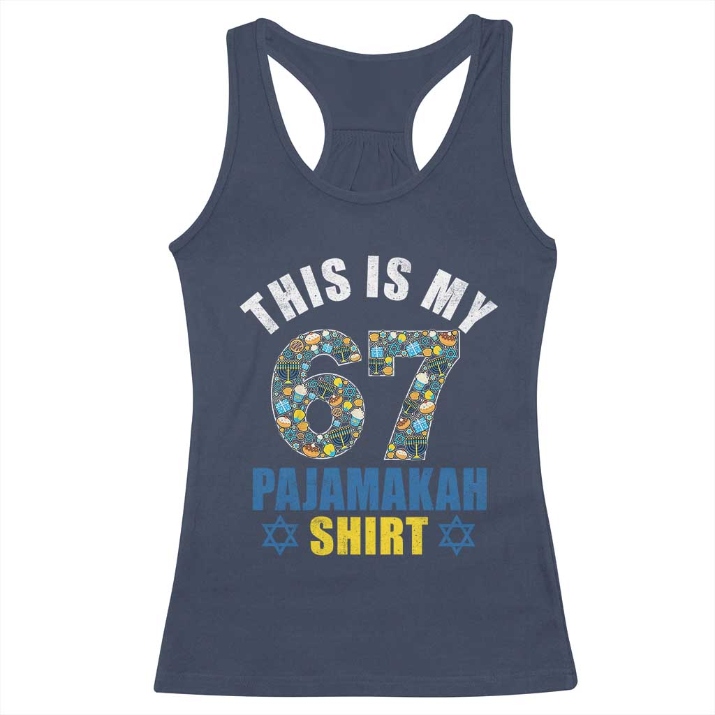 Funny 67 Hanukkah Racerback Tank Top This Is My 67 Pajamakah Gift - Wonder Print Shop