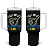 Funny 67 Hanukkah Tumbler With Handle This Is My 67 Pajamakah Gift - Wonder Print Shop