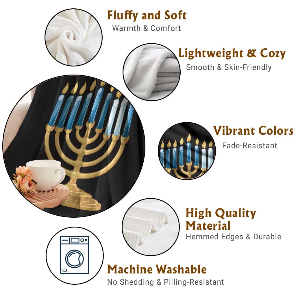 Funny 67 Hanukkah Throw Blanket Chanukah Menorah Sixth Seventh Night - Wonder Print Shop