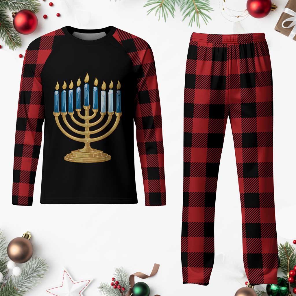 Funny 67 Hanukkah Plaid Pajama Set Chanukah Menorah Sixth Seventh Night - Wonder Print Shop